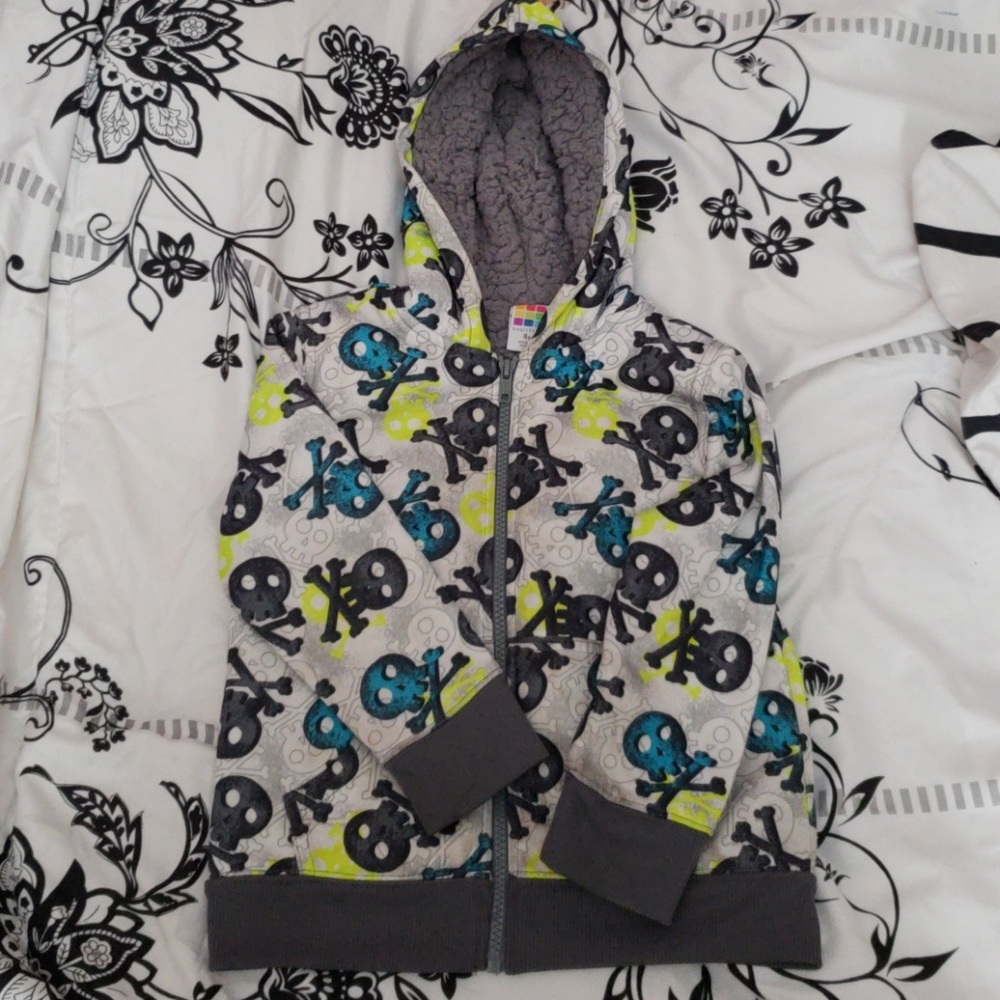 Boys Skull Hoodie Fleece lined